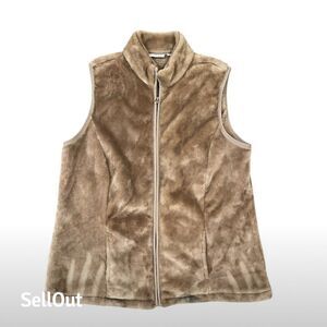 Kim Rogers Women's Petite Tan Faux‎ Fur Vest Size PL Casual